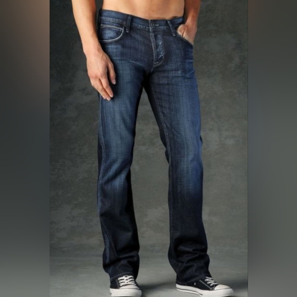 Hudson Men's Darkwash Distressed Button Fly Darkwash Blue Jeans Sz. 34x31 - Picture 1 of 9